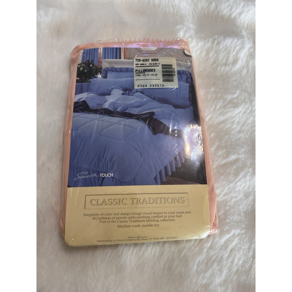 Classic Traditions Standard Pillowcase Set Smooth Touch Percale VTG Pink